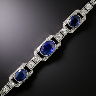 Art Deco No-Heat Ceylon Sapphire and Diamond Bracelet - 2