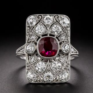 Art Deco No-Heat Ruby and Diamond Dinner Ring - 2
