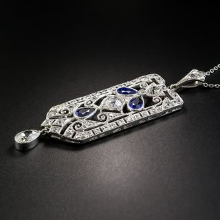 Art Deco No-Heat Sapphire and Diamond Necklace
