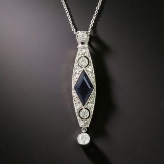 Art Deco No-Heat Sapphire and Diamond Pendant - GIA  - 4