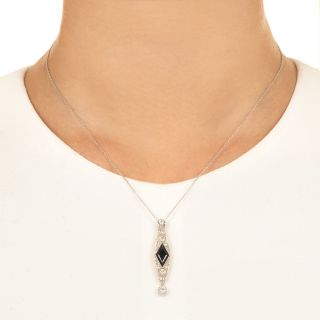Art Deco No-Heat Sapphire and Diamond Pendant - GIA 