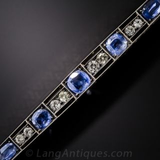 Art Deco No-Heat Sapphire and White Sapphire Bracelet