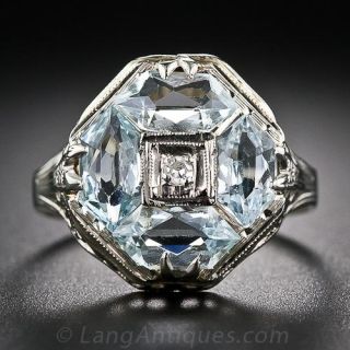 Art Deco Octagonal Aquamarine Ring