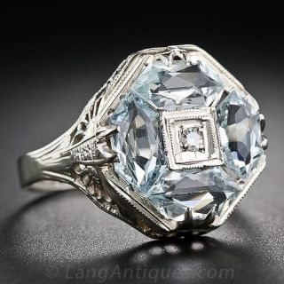 Art Deco Octagonal Aquamarine Ring