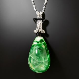 Art Deco Omphacite* Jade Pendant - 2