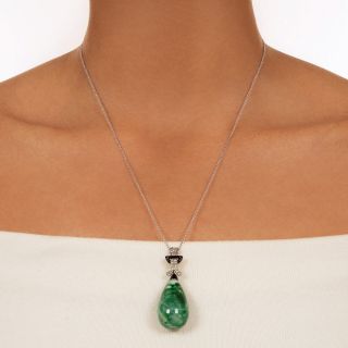 Art Deco Omphacite* Jade Pendant