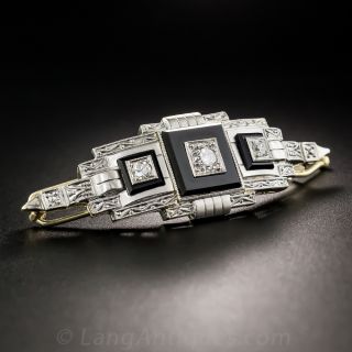 Art Deco Onyx and Diamond Barrette From Austria