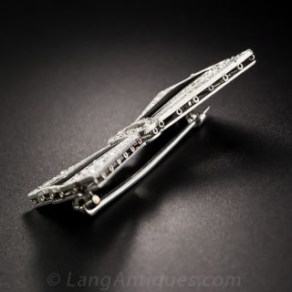 Art Deco Onyx and Diamond Bow Brooch
