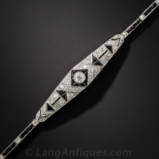 Art Deco Onyx and Diamond Bracelet