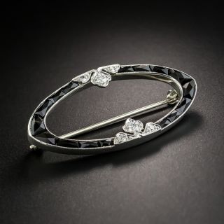 Onyx and Diamond Brooch - 1