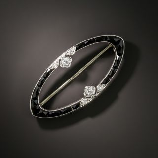 Art Deco Onyx and Diamond Brooch