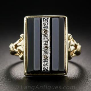 Art Deco Onyx and Diamond Dinner Ring