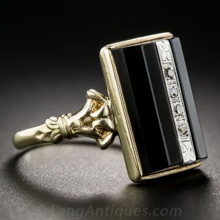Art Deco Onyx and Diamond Dinner Ring