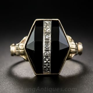 Art Deco Onyx and Diamond Dinner Ring