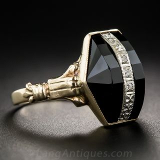 Art Deco Onyx and Diamond Dinner Ring