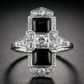 Art Deco Onyx and Diamond Dinner Ring