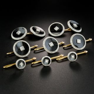 Art Deco Onyx and Diamond Dress Set by Krementz - 2
