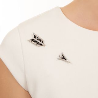 Art Deco Onyx and Diamond Jabot Pin