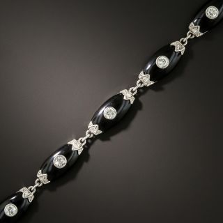 Art Deco Onyx and Diamond Link Bracelet - 2
