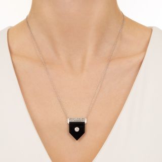 Art Deco Onyx And Diamond Necklace