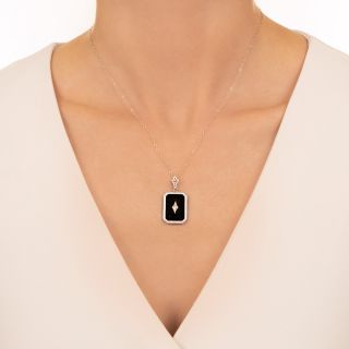 Art Deco Onyx and Diamond Necklace by Shiman
