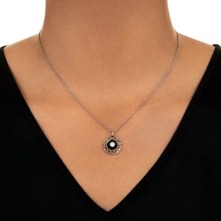 Art Deco Onyx and Diamond Pendant
