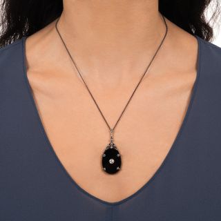 Art Deco Onyx and Diamond Pendant