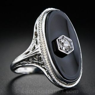 Art Deco Onyx and Diamond Ring