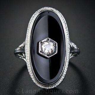 Art Deco Onyx and Diamond Ring