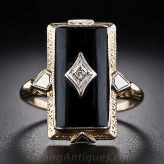 Art Deco Onyx and Diamond Ring