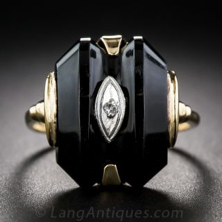 Art Deco Onyx and Diamond Ring