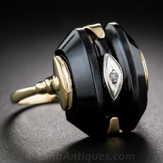 Art Deco Onyx and Diamond Ring