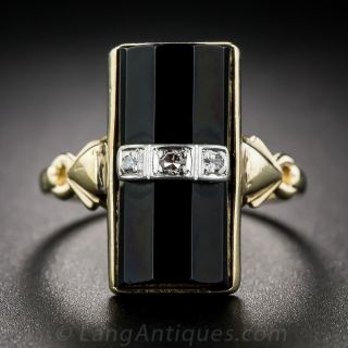 Art Deco Onyx and Diamond Ring