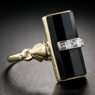 Art Deco Onyx and Diamond Ring