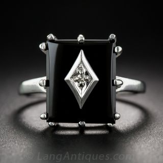 Art Deco Onyx and Diamond Ring