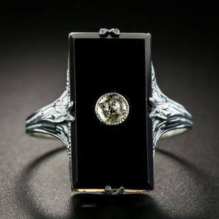 Art Deco Onyx and Diamond Ring - 2