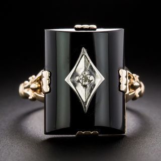 Art Deco Onyx and Diamond Ring by Green & Co. - 3