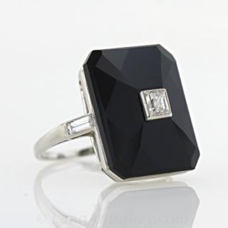 Art Deco Onyx and Diamond Ring