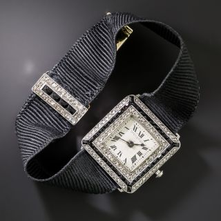 Art Deco Onyx and Diamond Watch by Dreicer & Co. - 4