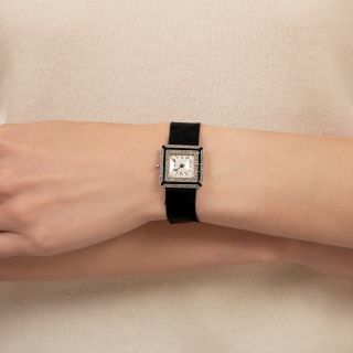 Art Deco Onyx and Diamond Watch by Dreicer & Co.