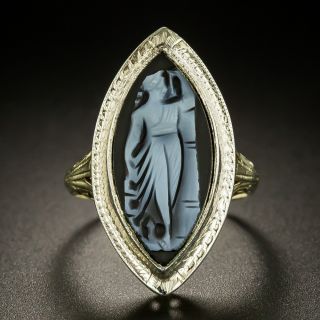 Art Deco Onyx Cameo Ring  - 2