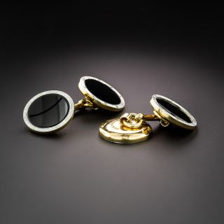 Art Deco Onyx Cufflink and Stud Set by Carter & Gough