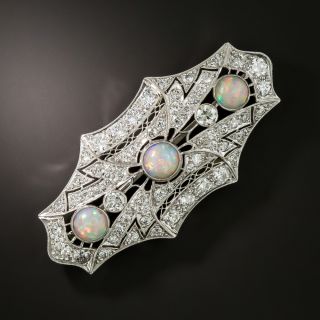 Art Deco Opal and Diamond Brooch - 2