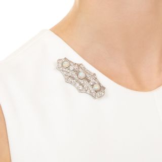 Art Deco Opal and Diamond Brooch