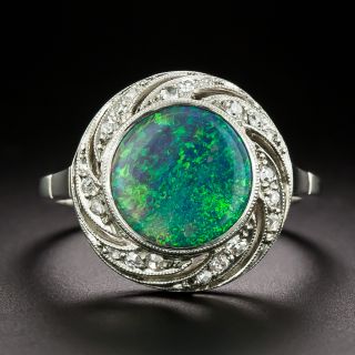 Art Deco Opal and Diamond Swirl Ring - 3