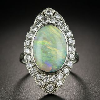 Art Deco Opal Diamond Dinner Ring