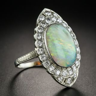Art Deco Opal Diamond Dinner Ring