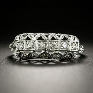 Art Deco Openwork Six-Diamond Wedding Band - 2