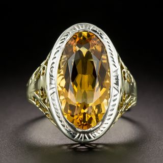 Art Deco Oval Citrine Ring - 3