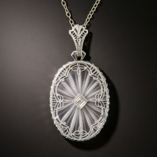Art Deco Oval Quartz and Diamond Pendant - 2
